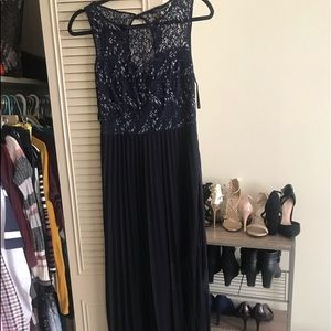 Navy blue and silver maxi dress